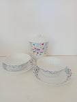 SET COLAZIONE PORCELLANA NAJ-OLEARI COPPIA TAZZE + PIATTI + BARATTOLO