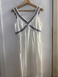 ABITO TANITA TG42 LINO BIANCO C/FIORI APPLICATI