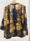 MAGLIA SEVENTY TGL BLU A FIORI C/RIPORTO MACRAME'