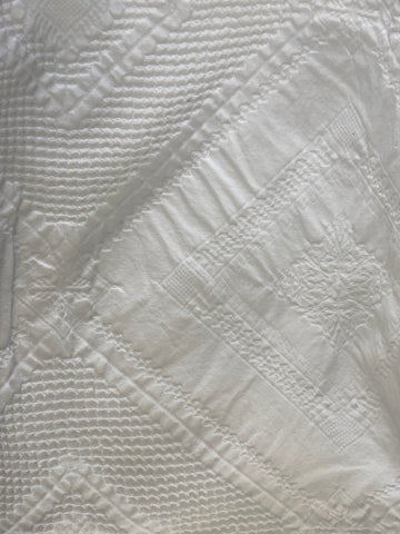 COPRILETTO SINGOLO IN COTONE BIANCO C/RICAMO