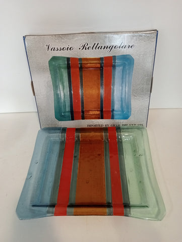 VASSOIO RETTANGOLARE IN VETRO COLORATO H2XL36XP30 CM