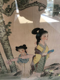 QUADRO ORIENTALE PITTURA SU SETA H60XL70 CM
