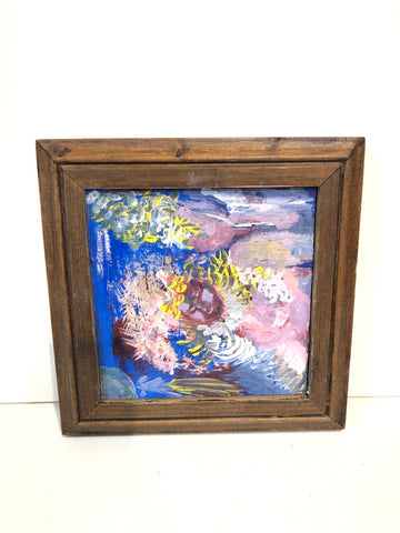 OLIO SU COMPENSATO C/CORNICE IN LEGNO H21XL21 CM