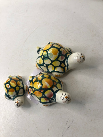 TRIS TARTUREGHE IN CERAMICA TIPO CALTAGIRONE VARIE MISURE