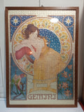 QUADRO CON COMPOSIZIONE PUZZLE SEGNI ZODIACALI IN ART NOUVEAU 65 X 90