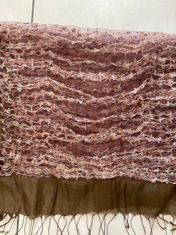 SCIARPA MISTO SETA E COTONE FANGO/ROSA