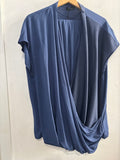 BLUSA+PANTALONE LARGO F.RUBINO TG46 BLU(PARI AL NUOVO)