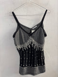 CANOTTA ARTIGLI DENIM NERO C/PERLE