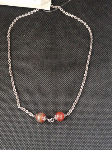 COLLANA IN ARG800 C/PERLINE AMBRATE