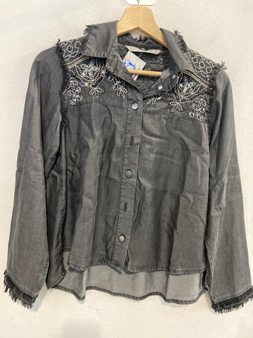 CAMICIA JEANS ZARA TGS GRIGIO C/PAILETTES