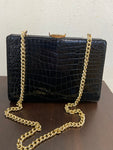 BORSA VINTAGE MARTELLATO NERO VERNICE
