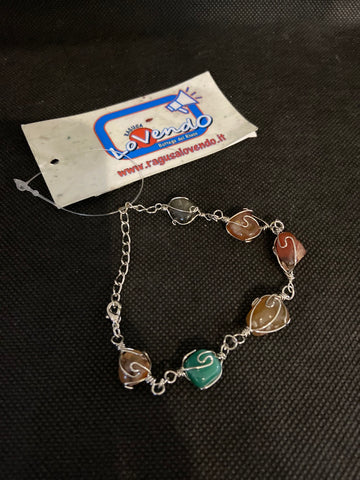 BRACCIALE ARGENTATO PIETRE COLORATE
