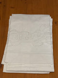 LENZUOLO MATR.IN COTONE BIANCO C/RICAMO SFILATO SICILIANO+FEDERE