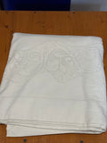 LENZUOLO MATR.IN COTONE BIANCO C/RICAMO SFILATO SICILIANO+FEDERE