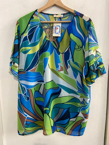MAGLIA LADY CHIC TGXXL FANTASIA VERDE/AZZURRO(PARI AL NUOVO)