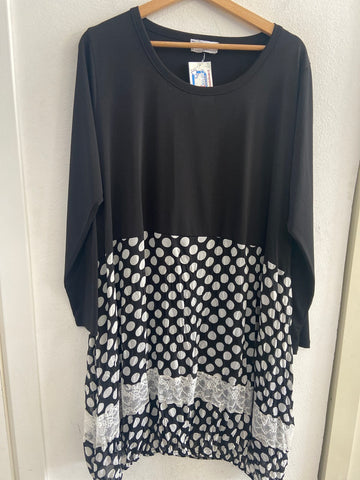 ABITO DONNA CURVY TGXL NERO/POIS C/RIPORTO IN PIZZO