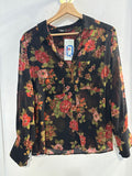 CAMICIA ZARA TGM NERO A FIORI ROSSI