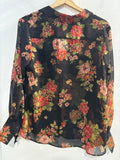 CAMICIA ZARA TGM NERO A FIORI ROSSI