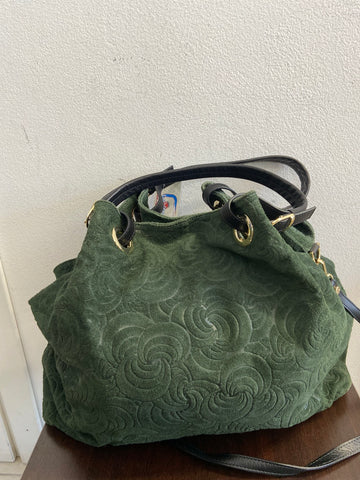 BORSA SACCA CUOIERIA FIORENTINA IN VERO CAMOSCIO VERDE BOTTIGLIA
