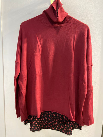 MAGLIONE GAUDI'JEANS TGM ROSSO FRAGOLA STAMPA CUORICINI