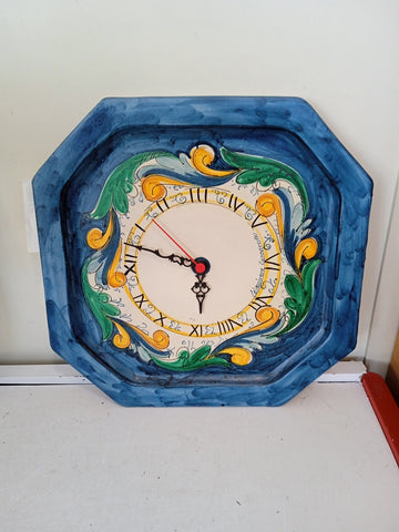 OROLOGIO MURALE IN CERAMICA CANNATOZZU CALTAGIRONE 30X30 CM