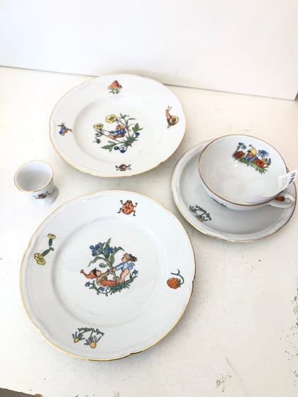 SERVIZO VINTAGE COLAZIONE BAMBINI PORCELLANA BAVARIA 5 PZ.