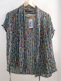 CAMICIA MAXMARA TG48 IN SETA NERO  FIORELLINI COLORATI