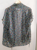 CAMICIA MAXMARA TG48 IN SETA NERO  FIORELLINI COLORATI