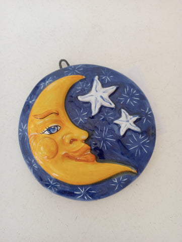 LUNA MURALE IN CERAMICA ROMANO CALTAGIRONE DIAMETRO 10 CM