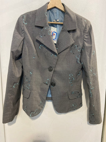 GIACCA  EXTYN TGM GRIGIO C/RICAMI AZZURRI