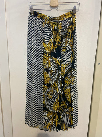 GONNA PANTALONE GAIALUNA TG40 BIANCO/NERO/DORATO FANTASIA