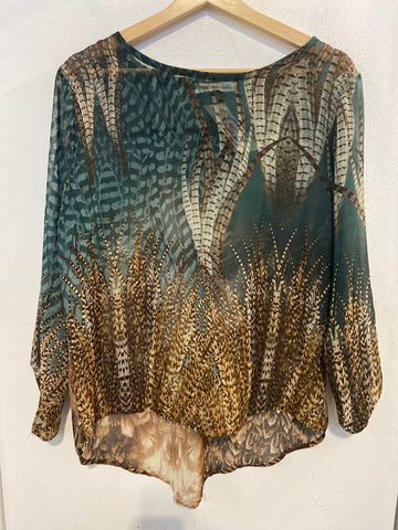 MAGLIA JAQUELINE TGM VERDE/MARRONE FANTASIA