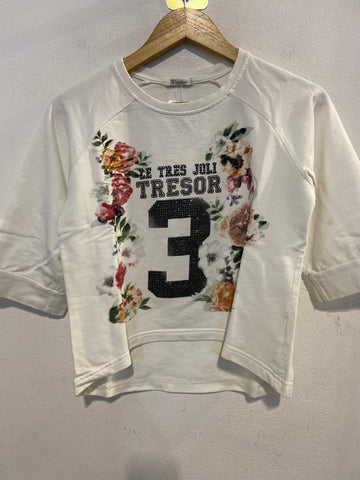 FELPA GAIALUNA TGS BIANCO FANTASIA FIORI