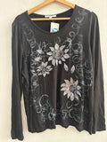MAGLIA LEONORA TG.52 NERO C/FIORI IN STRASS