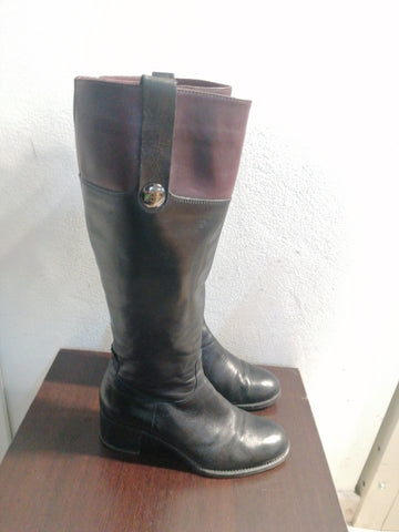 STIVALI DONNA MIS.37 NERO/MARRONE IN PELLE