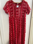 ABITO LUNGO TGM/L IN COTONE ROSSO/BIANCO