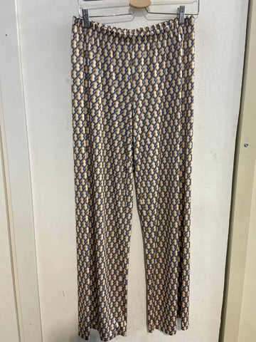 PANTALONE ELLEI TG48 BEIGE/AZZURRO DONNA