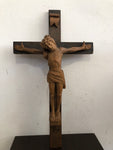 CROCIFISSO INTAGLIATO IN LEGNO VINTAGE H61XL36CM