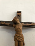 CROCIFISSO INTAGLIATO IN LEGNO VINTAGE H61XL36CM