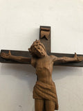 CROCIFISSO INTAGLIATO IN LEGNO VINTAGE H61XL36CM