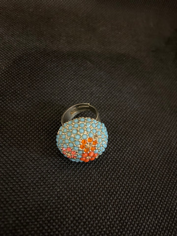 ANELLO PIETRE AZZURRE/ARANCIO INCASTONATE
