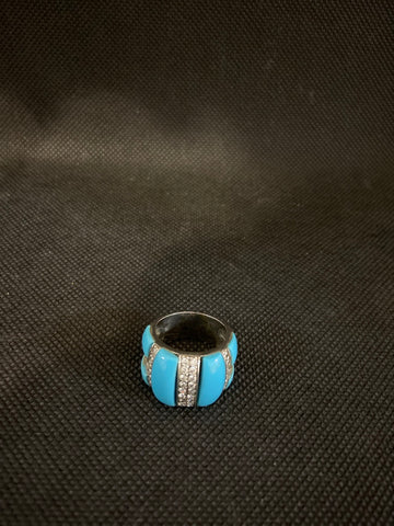 ANELLO FASCIA BYSIMON IN ARG925 AZZURRO C/STRASS