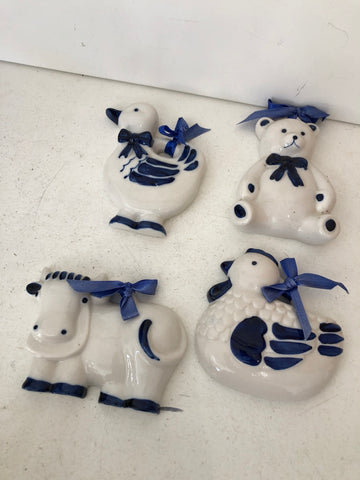 4 X FORMINA IN CERAMICA BIANCA E BLU