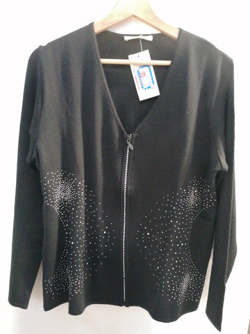GIACCA LEONORA TG52 NERO IN LANA MERINO C/STRASS