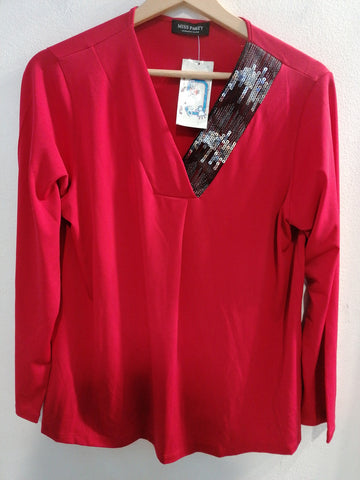 MAGLIA MISS PATTY TGL ROSSO C/PAILETTES