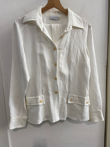 PANTALONE+GIACCA LINEA EMME TG44 MISTO LINO BIANCO