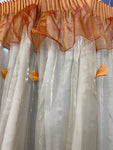 TENDA L440X290CM BIANCO MULTIVELO C/FIORI ARANCIO APPLICATI
