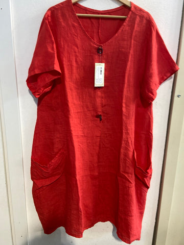 ABITO DONNA TGXL  IN LINO GERANIO
