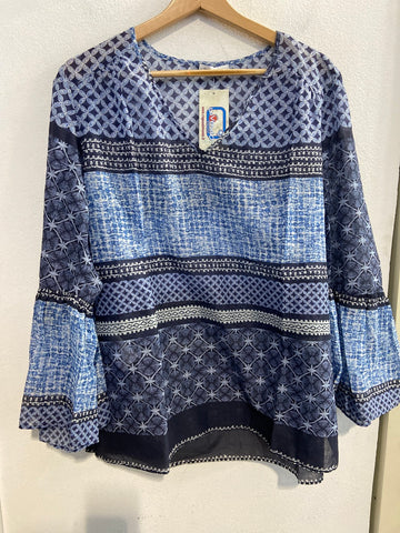 MAGLIA LUISA VIOLA TG46 BLU FANTASIA IN COTONE