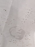 COMPLETO LENZUOLA MATR. COTONE BIANCO C/RICAMO SFILATO E INTAGLIO